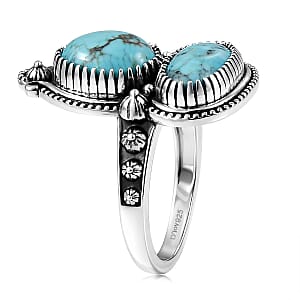 D'Joy Artisan Crafted Premium Blue Moon Turquoise 4.25 ctw Ring in Sterling Silver (Size 10.0)