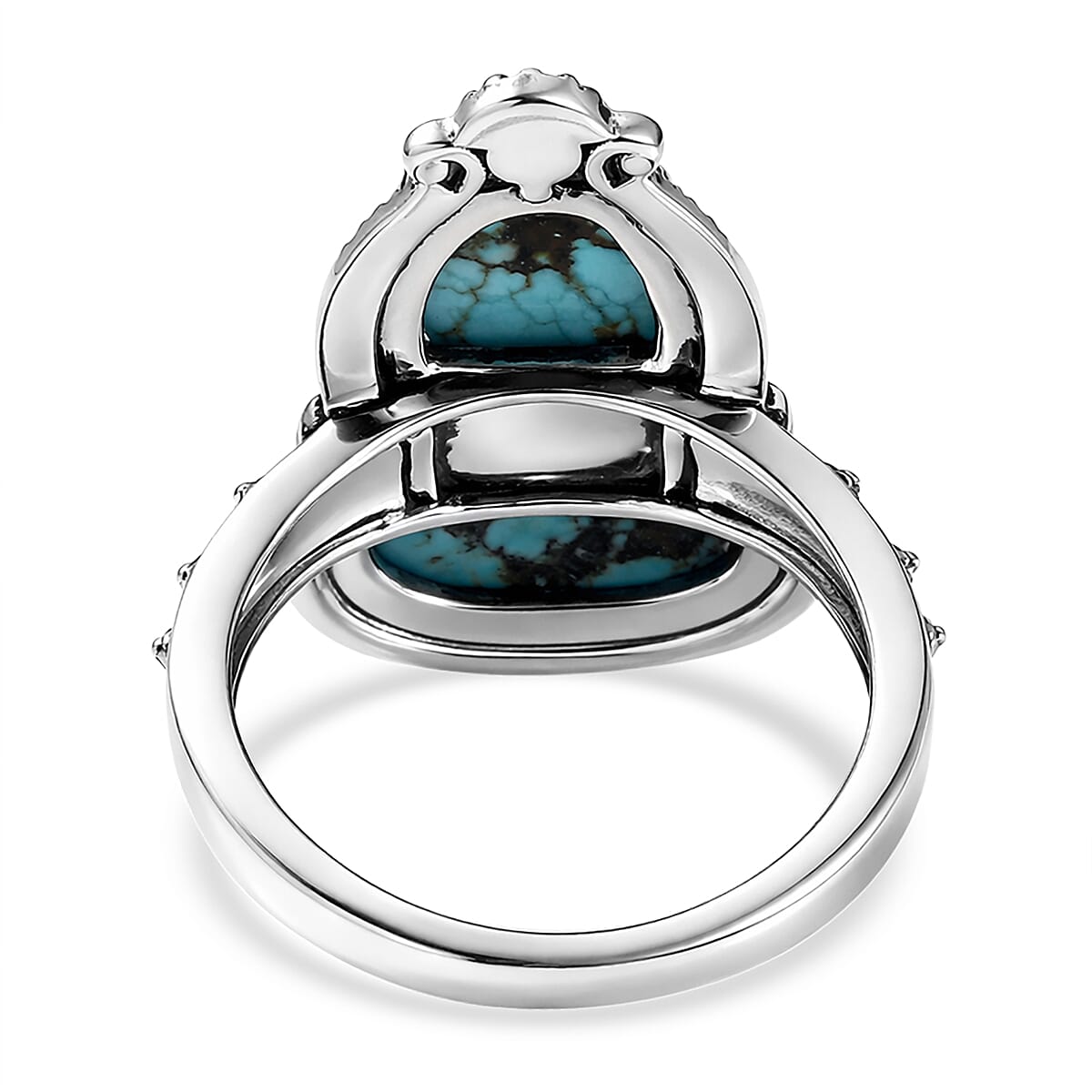 D'Joy Artisan Crafted Premium Blue Moon Turquoise Ring in Black Oxidized Sterling Silver (Size 10.0) 4.25 ctw image number 4