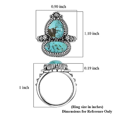 D'Joy Artisan Crafted Premium Blue Moon Turquoise 4.25 ctw Ring in Sterling Silver (Size 6.0)