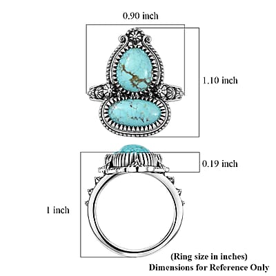 D'Joy Artisan Crafted Premium Blue Moon Turquoise 4.25 ctw Ring in Sterling Silver (Size 7.0)