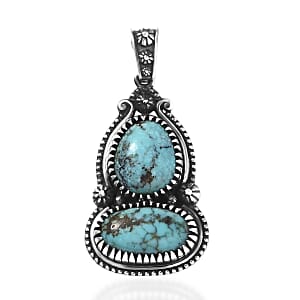 D'Joy Artisan Crafted Premium Blue Moon Turquoise 4.40 ctw Pendant without Chain in Sterling Silver