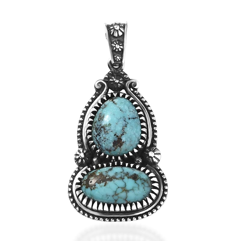 D'Joy Artisan Crafted Premium Blue Moon Turquoise 4.40 ctw Pendant without Chain in Sterling Silver