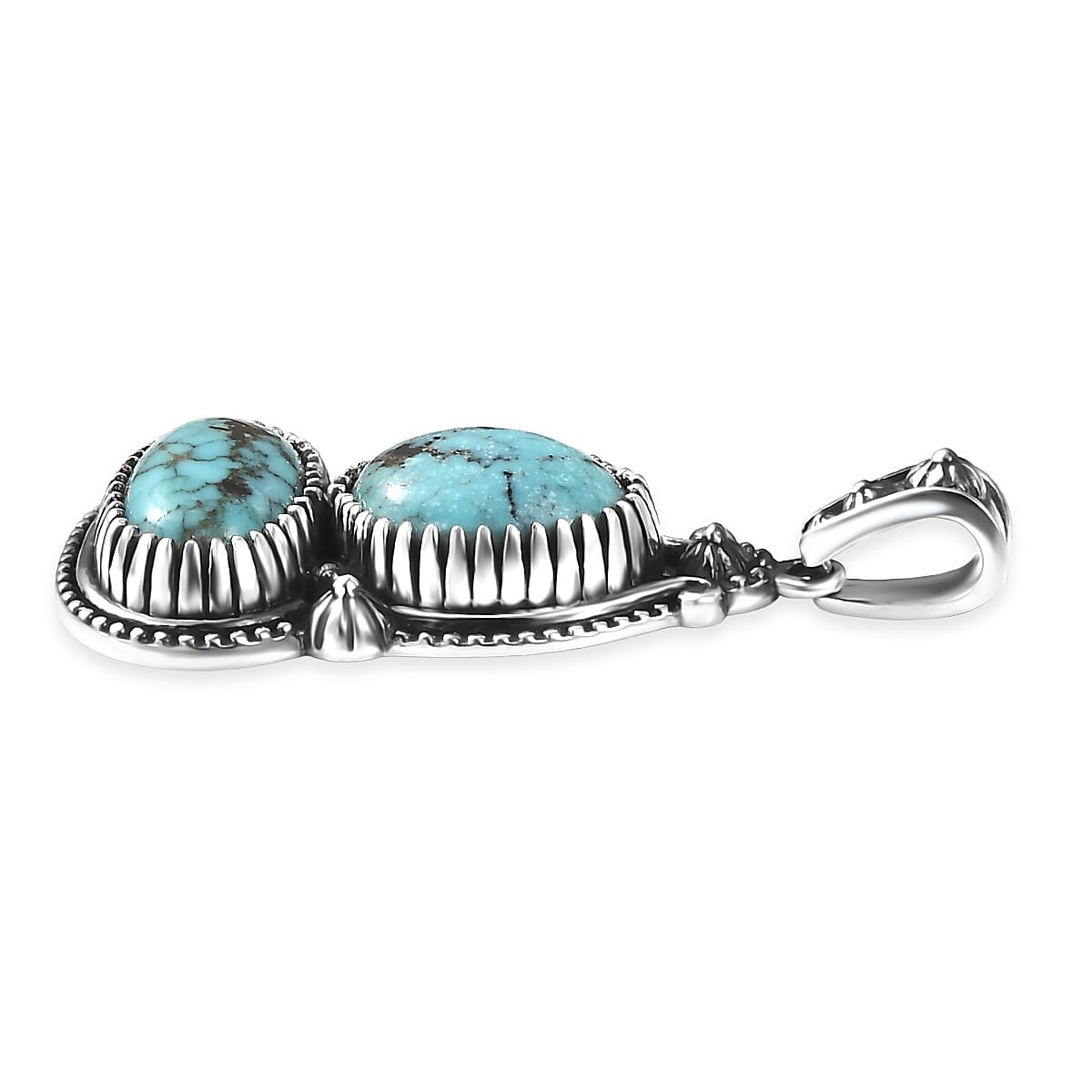 D'Joy Artisan Crafted Premium Blue Moon Turquoise 4.40 ctw Pendant without Chain in Sterling Silver image number 3
