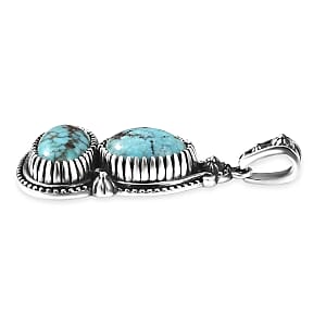 D'Joy Artisan Crafted Premium Blue Moon Turquoise 4.40 ctw Pendant without Chain in Sterling Silver