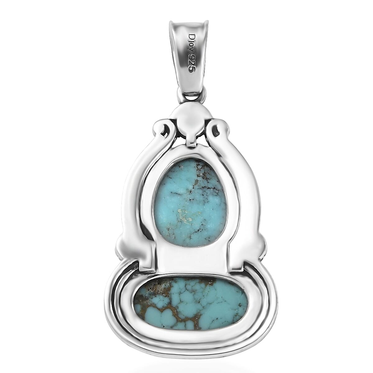 D'Joy Artisan Crafted Premium Blue Moon Turquoise 4.40 ctw Pendant without Chain in Sterling Silver image number 4