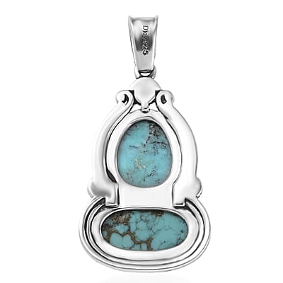 D'Joy Artisan Crafted Premium Blue Moon Turquoise 4.40 ctw Pendant without Chain in Sterling Silver