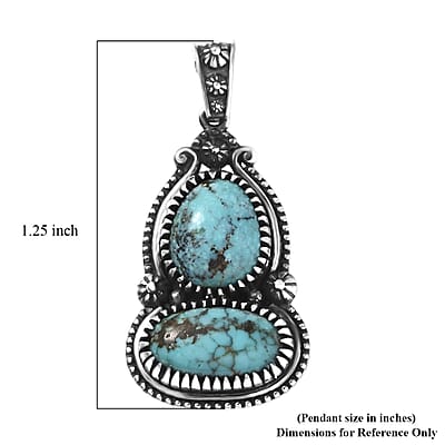 D'Joy Artisan Crafted Premium Blue Moon Turquoise 4.40 ctw Pendant without Chain in Sterling Silver