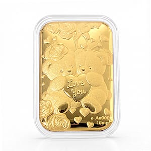 TLV 24K Golden Teddy Bears Holding a Heart Emboss Sheet 31x45.5mm 10mg