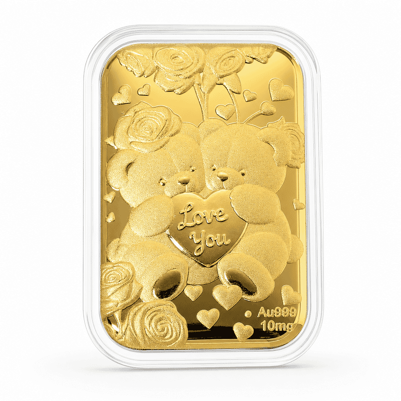 Teddy Bears Heart 24k Gold Embossed Sheet 10mg