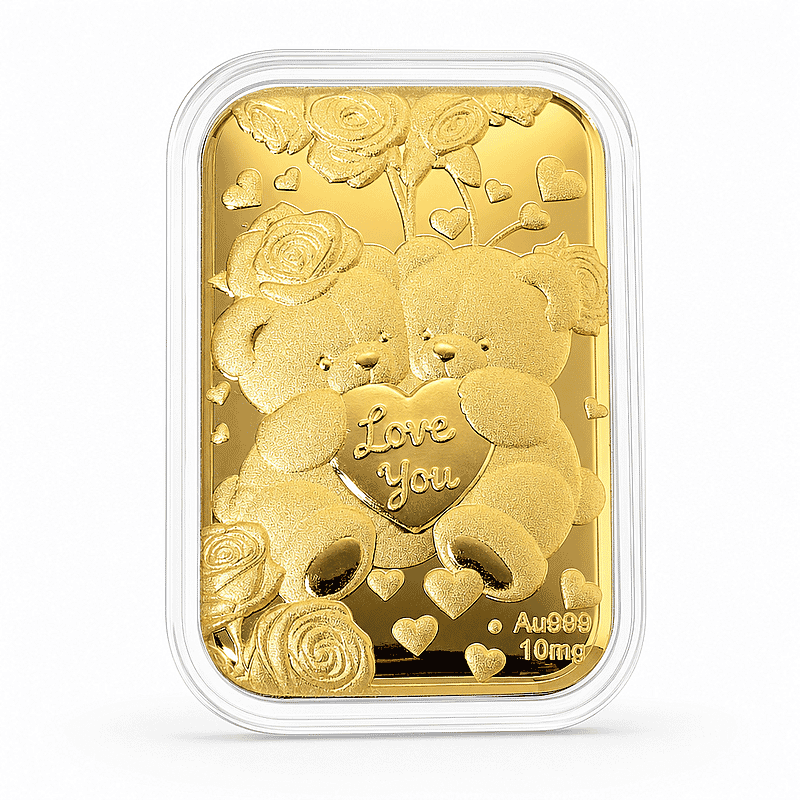 Teddy Bears Heart 24k Gold Embossed Sheet 10mg