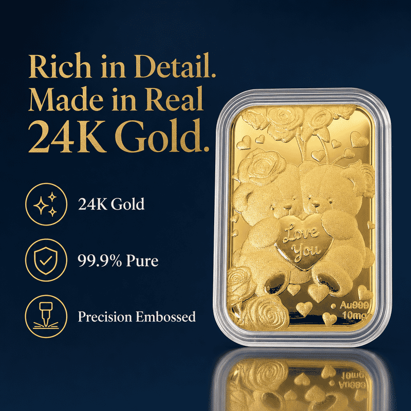 Teddy Bears Heart 24k Gold Embossed Sheet 10mg