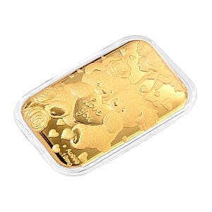 TLV 24K Golden Teddy Bears Holding a Heart Emboss Sheet 31x45.5mm 10mg