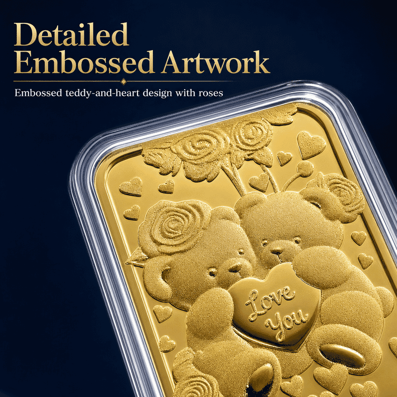 Teddy Bears Heart 24k Gold Embossed Sheet 10mg