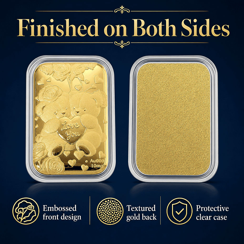 Teddy Bears Heart 24k Gold Embossed Sheet 10mg (Del. In 10-12 Days)