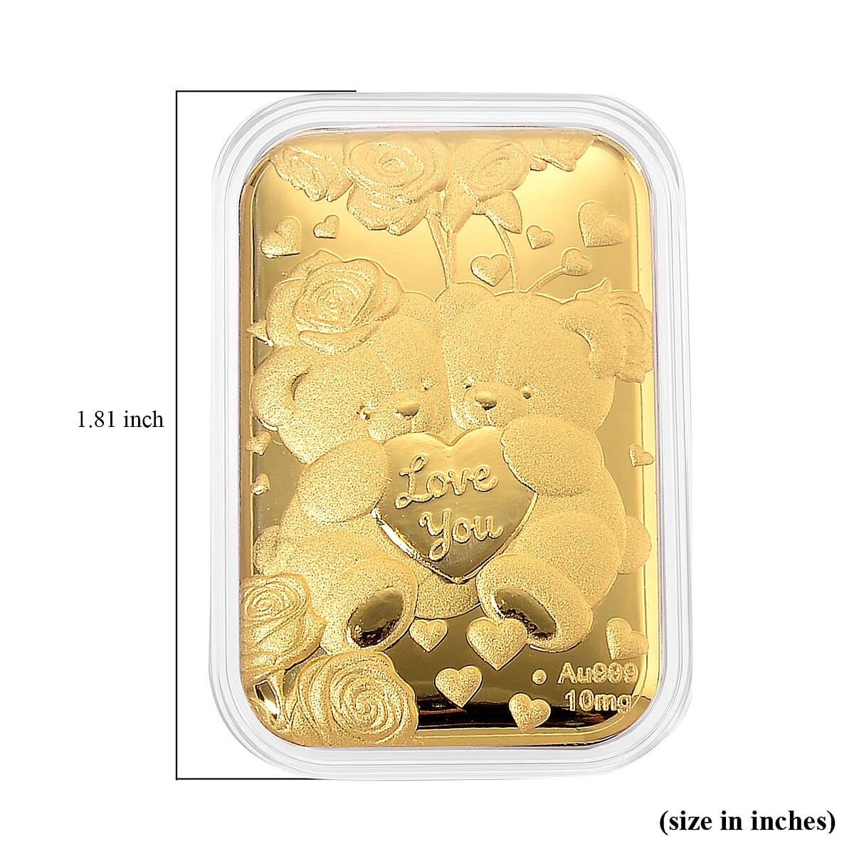 TLV 24K Golden Teddy Bears Holding a Heart Emboss Sheet 31x45.5mm 10mg image number 4