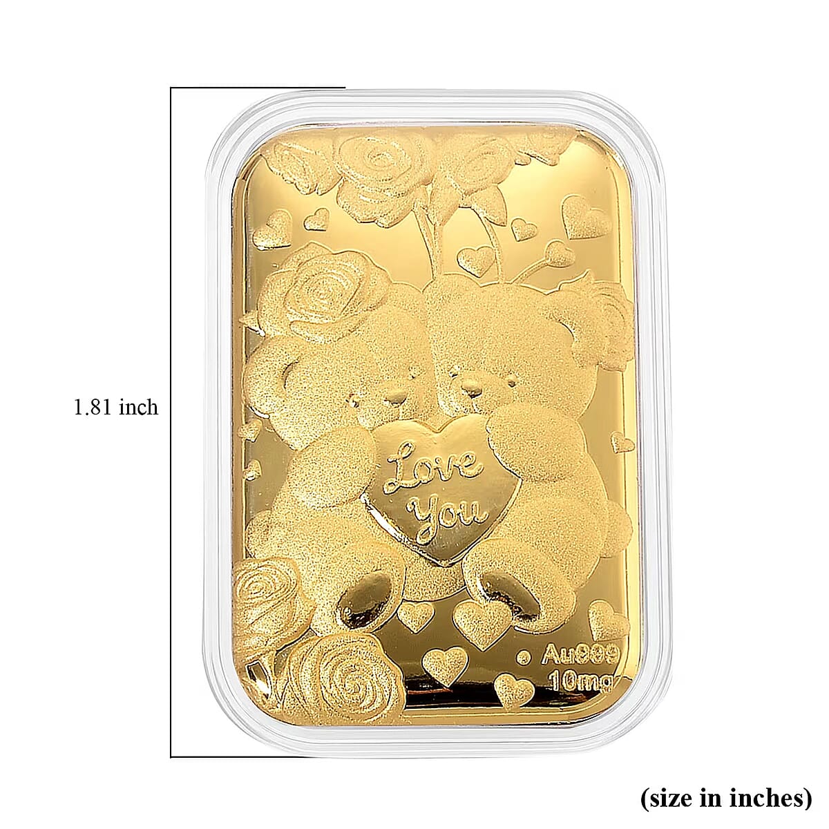 24K Golden Teddy Bears Holding a Heart Emboss Sheet 31x45.5mm 10mg image number 5