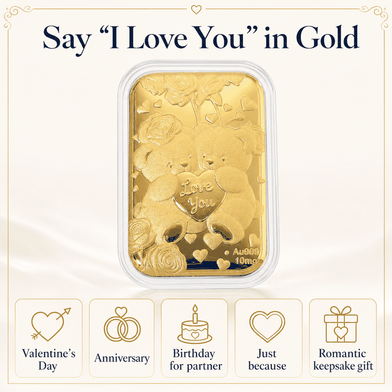 Teddy Bears Heart 24k Gold Embossed Sheet 10mg