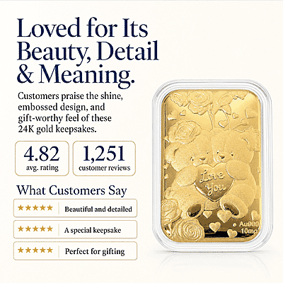 Teddy Bears Heart 24k Gold Embossed Sheet 10mg