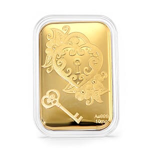 24K Yellow Gold Key of My Heart Emboss Sheet 31x45.5mm (10mg)