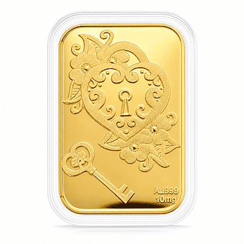 24K Yellow Gold Key of My Heart Emboss Sheet 31x45.5mm (10mg) - Product card gallery slide 1 (10178428141881)