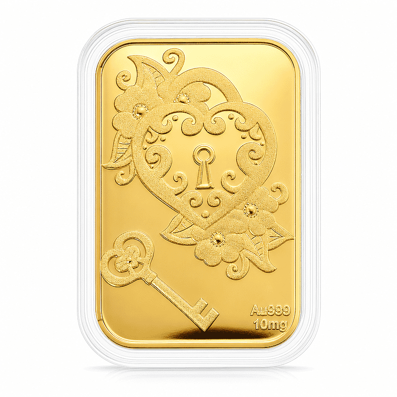 Key of My Heart 24k Gold Embossed Sheet 10mg
