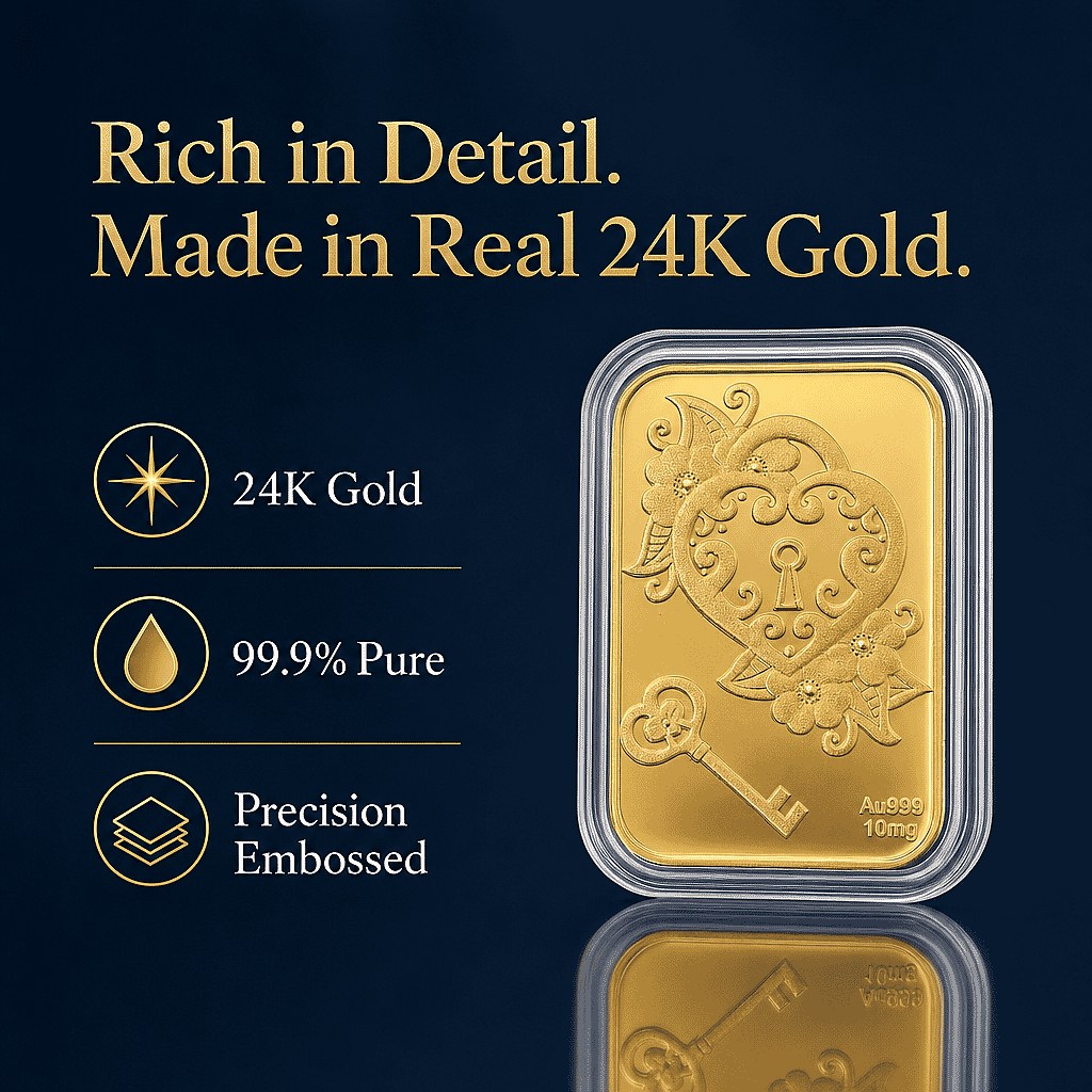 Key of My Heart 24k Gold Embossed Sheet 10mg