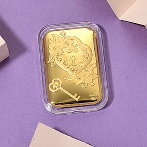 24K Yellow Gold Key of My Heart Emboss Sheet 31x45.5mm (10mg)