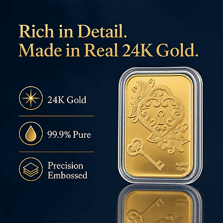 24K Yellow Gold Key of My Heart Emboss Sheet 31x45.5mm (10mg) - Product card gallery slide 2 (10178428141881)