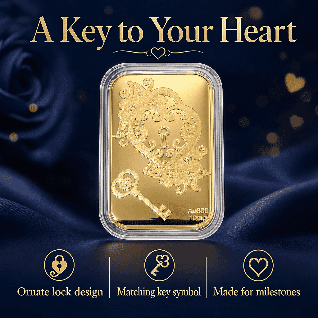 Key of My Heart 24k Gold Embossed Sheet 10mg