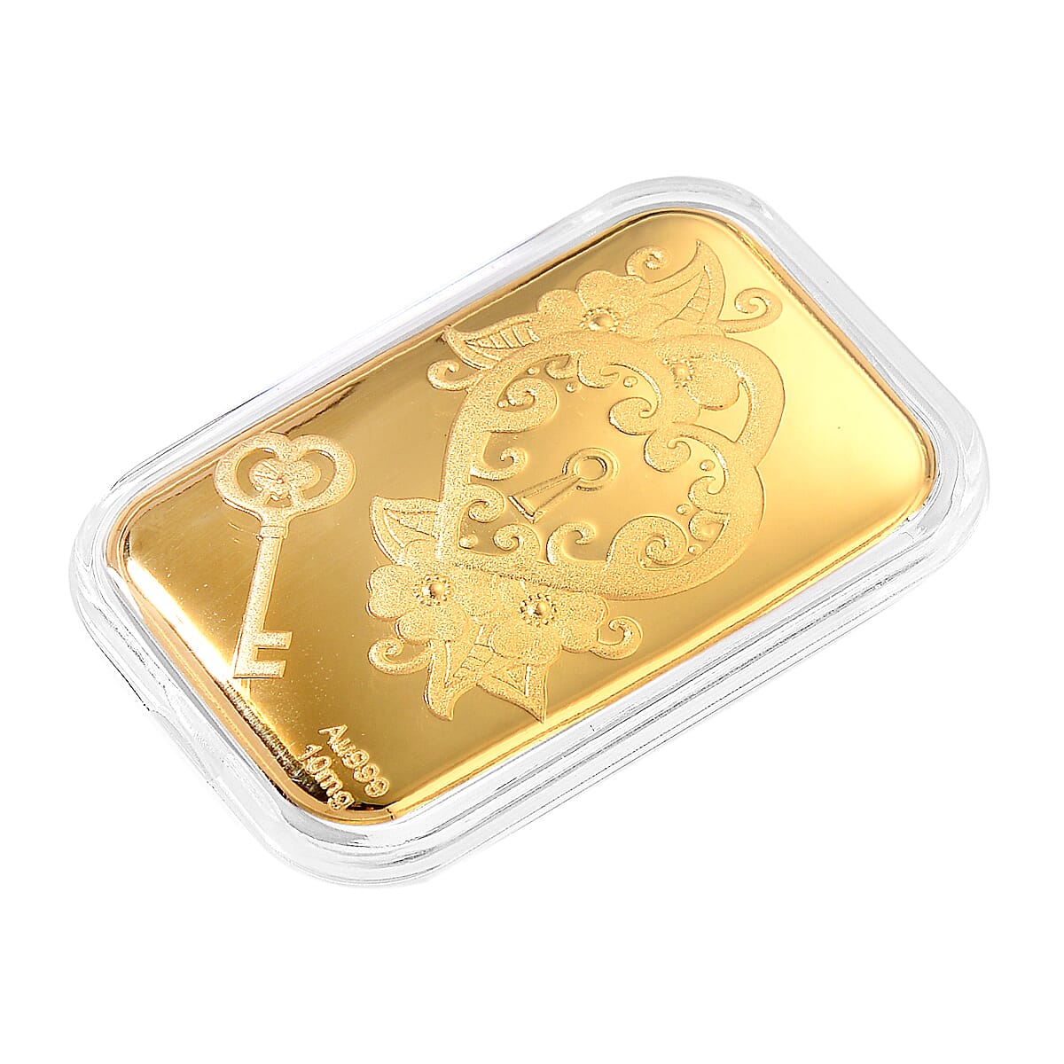 24K Yellow Gold Key of My Heart Emboss Sheet 31x45.5mm (10mg) image number 2