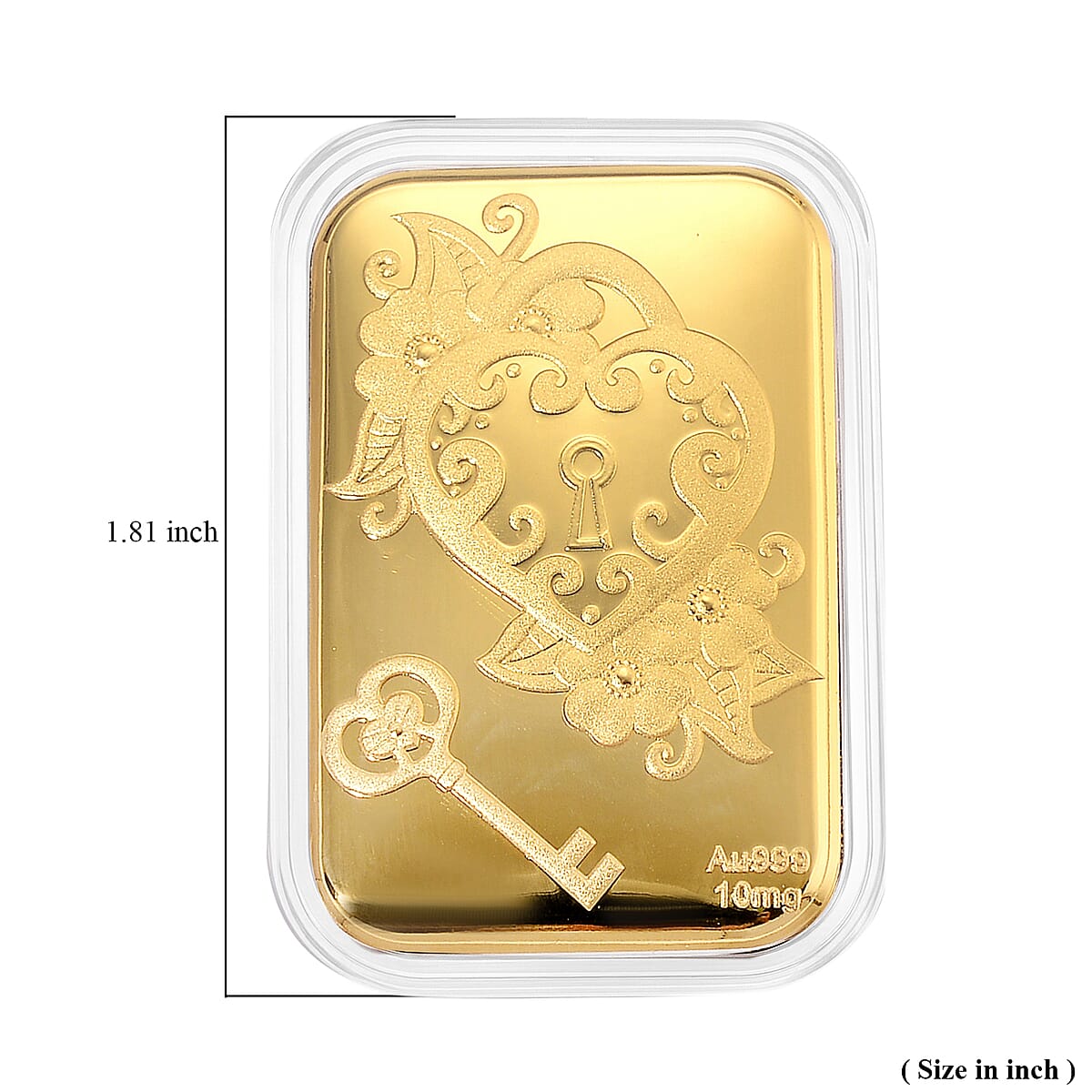 24K Yellow Gold Key of My Heart Emboss Sheet 31x45.5mm (10mg) image number 4