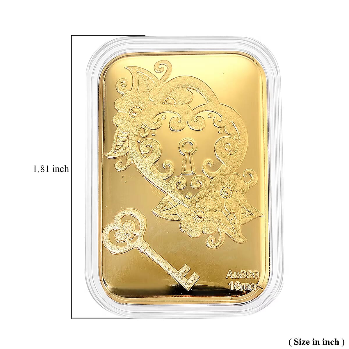 24K Yellow Gold Key of My Heart Emboss Sheet 31x45.5mm (10mg) image number 5