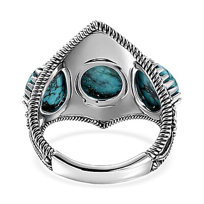 D'Joy Artisan Crafted Premium Blue Moon Turquoise 5.50 ctw Ring in Sterling Silver (Size 6.0)