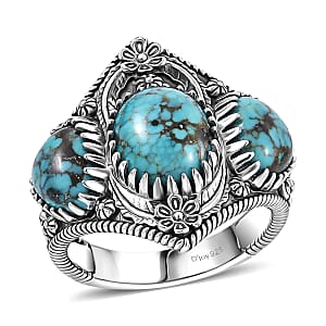 D'Joy Artisan Crafted Premium Blue Moon Turquoise 5.50 ctw Ring in Sterling Silver (Size 7.0)