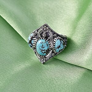 D'Joy Artisan Crafted Premium Blue Moon Turquoise 5.50 ctw Ring in Sterling Silver (Size 7.0)