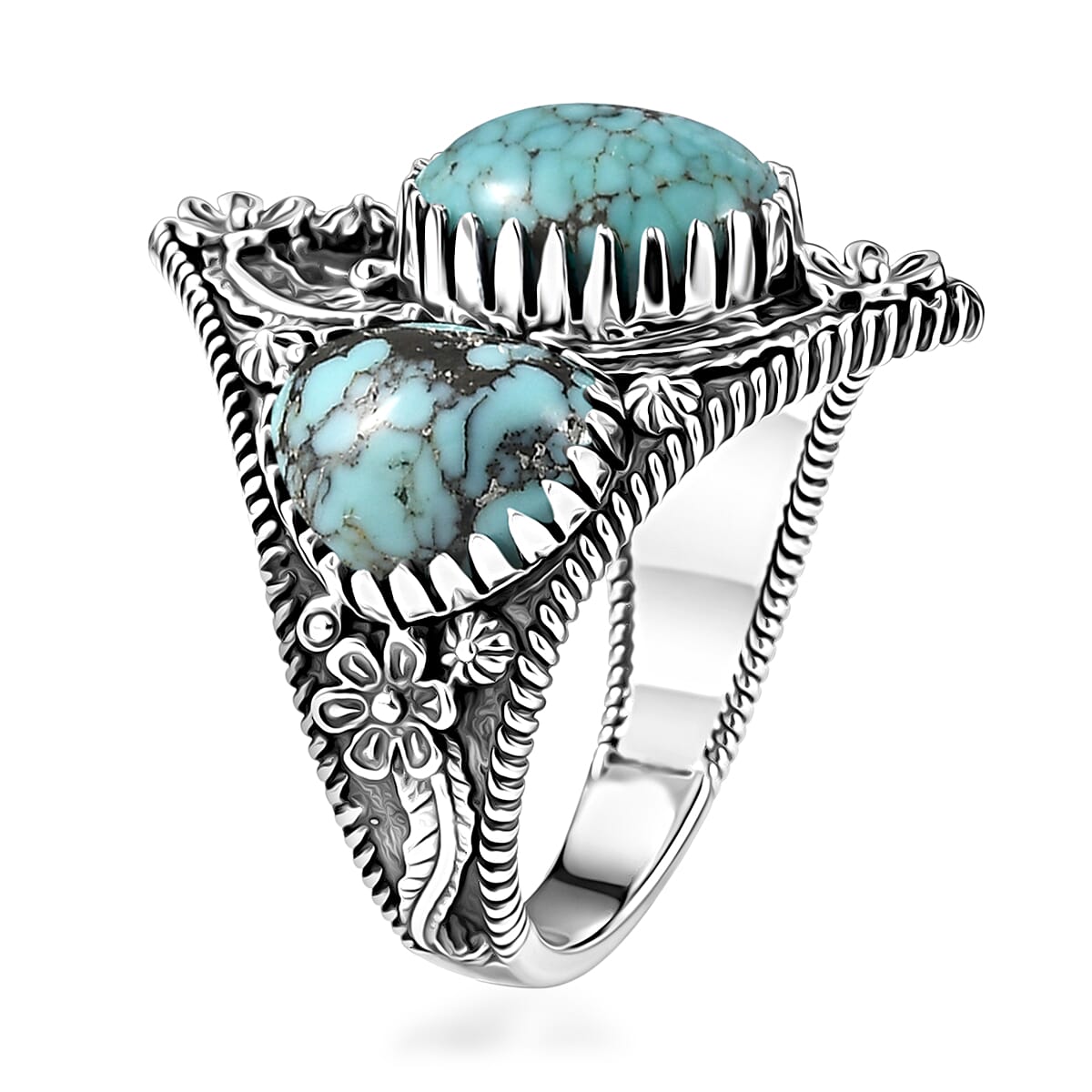 D'Joy Artisan Crafted Premium Blue Moon Turquoise 5.50 ctw Ring in Sterling Silver (Size 7.0) image number 3