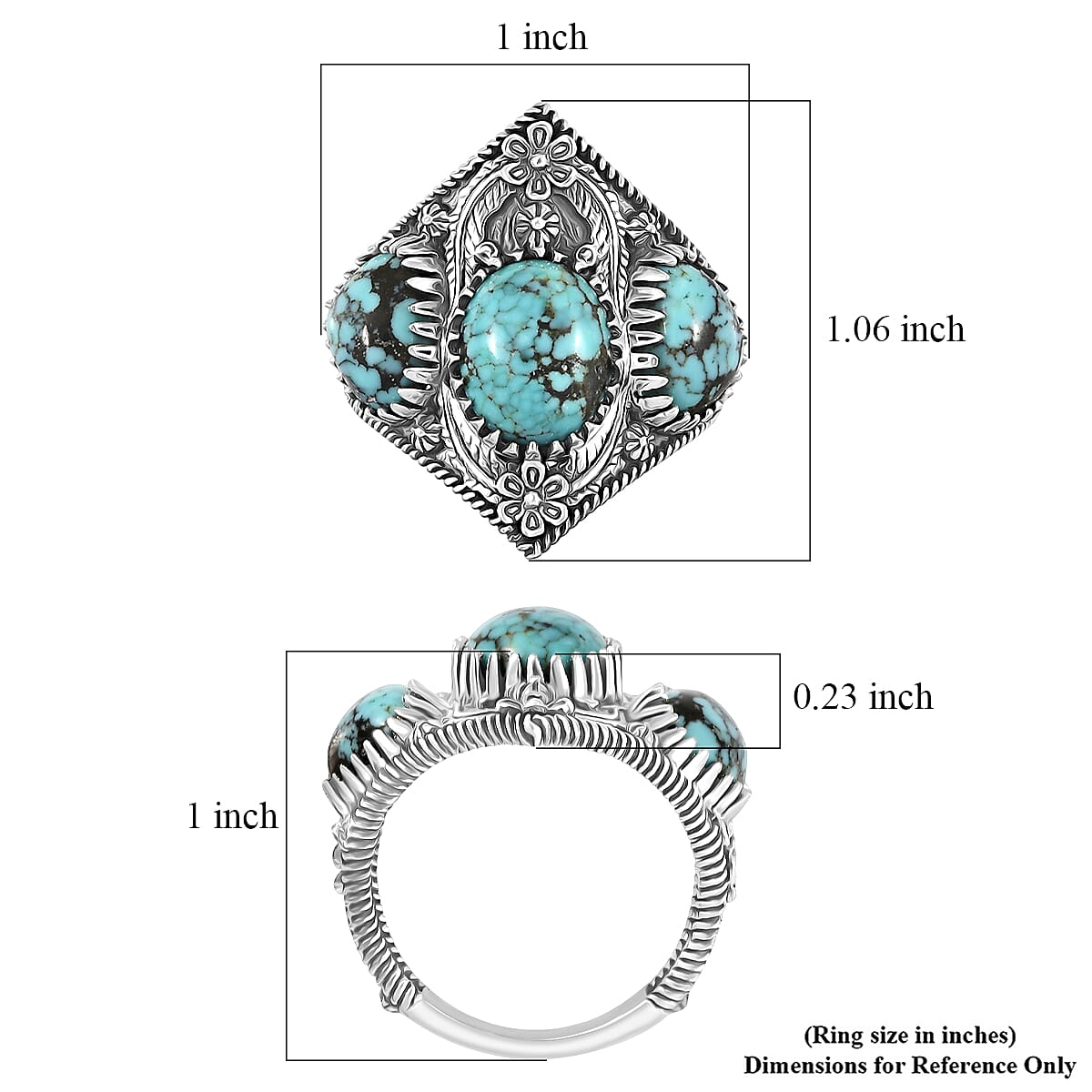 D'Joy Artisan Crafted Premium Blue Moon Turquoise 5.50 ctw Ring in Sterling Silver (Size 7.0) image number 5