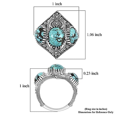 D'Joy Artisan Crafted Premium Blue Moon Turquoise 5.50 ctw Ring in Sterling Silver (Size 7.0)