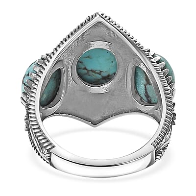 D'Joy Artisan Crafted Premium Blue Moon Turquoise 5.50 ctw Ring in Sterling Silver (Size 8.0)