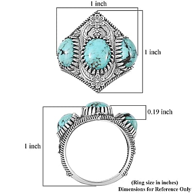 D'Joy Artisan Crafted Premium Blue Moon Turquoise 5.50 ctw Ring in Sterling Silver (Size 8.0)