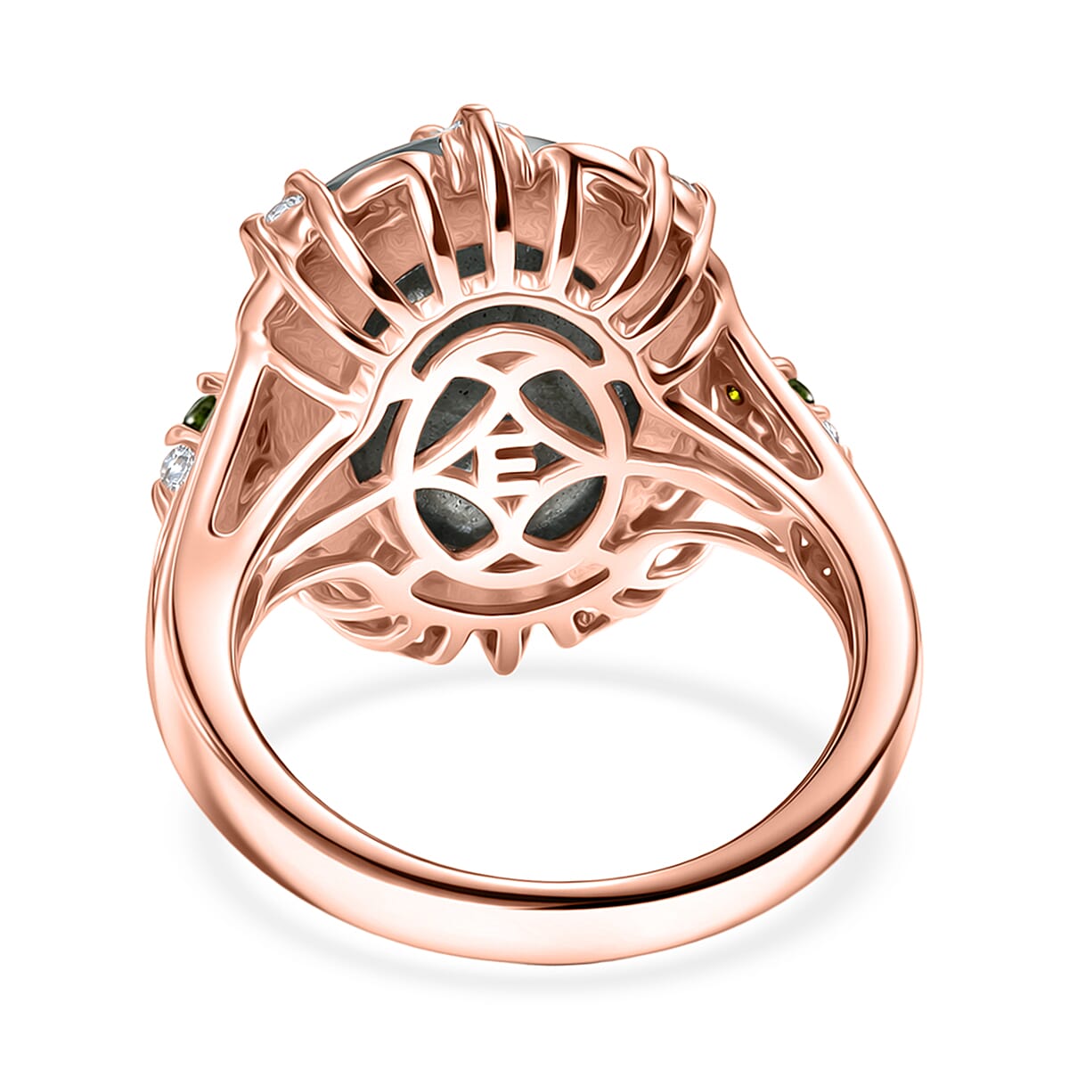 EverTrue Malagasy Labradorite and Multi Gemstone 7.85 ctw Ring in 18K RG Plated (Size 8.0) image number 4