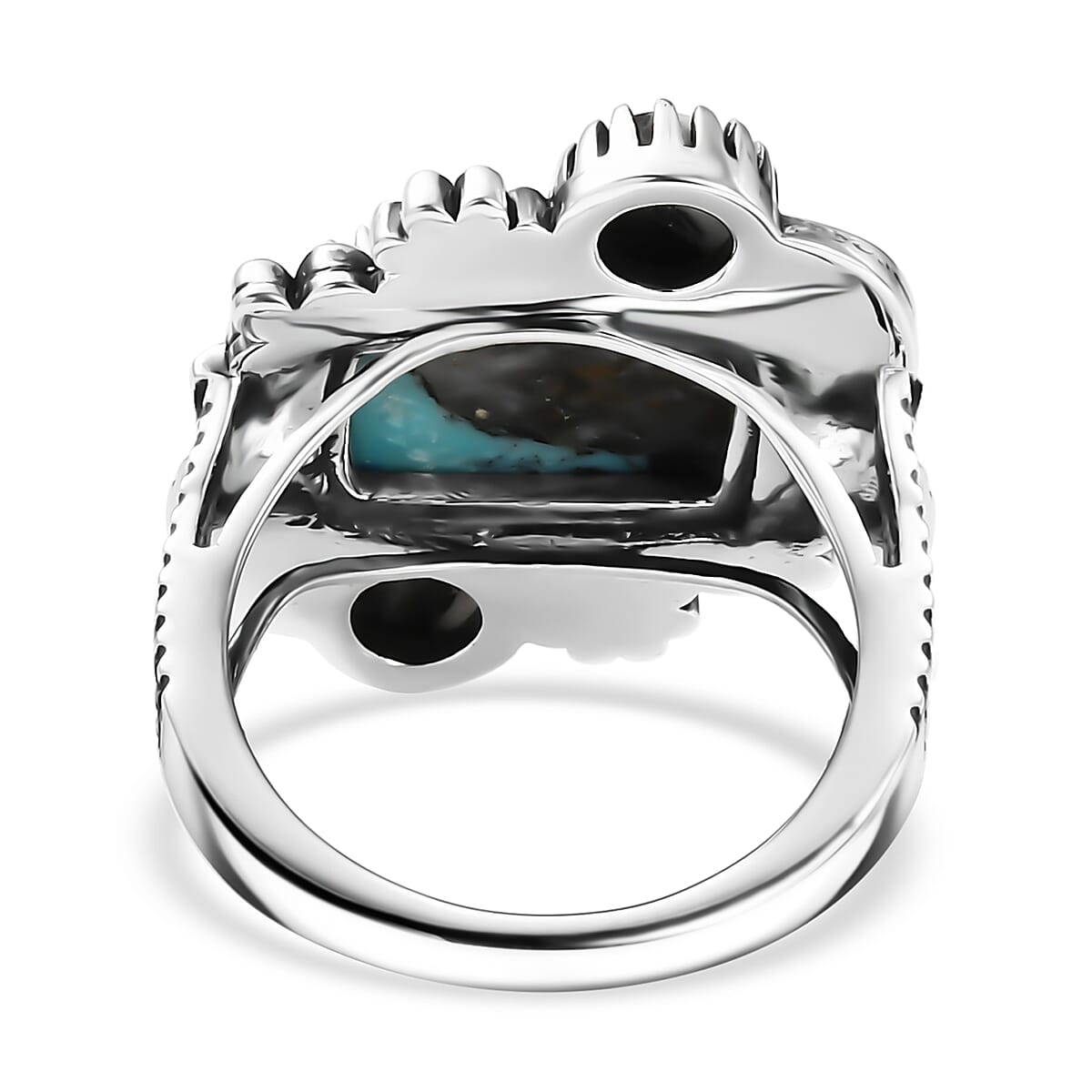 D'Joy Artisan Crafted Premium Blue Moon Turquoise and White Buffalo 4.60 ctw Ring in Sterling Silver (Size 7.0) image number 4