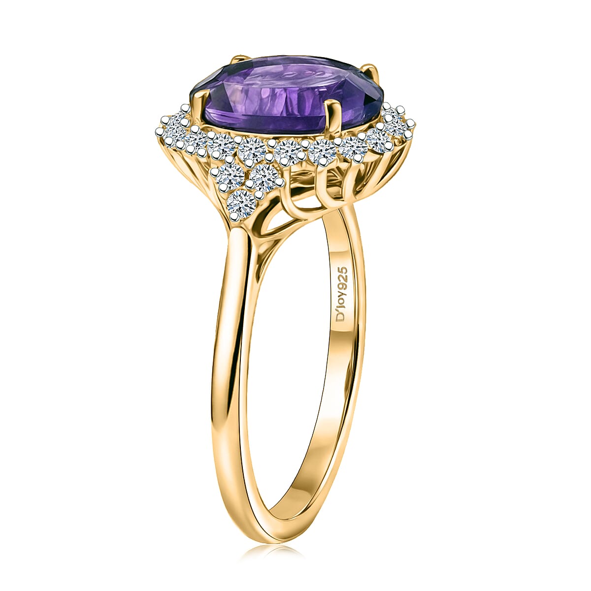AAA Brejinho Amethyst and Luxuriant Lab Grown Diamond G-H SI 4.85 ctw Ring in 10K Yellow Gold (Size 10.0) image number 3