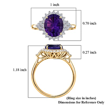 AAA Brejinho Amethyst and Luxuriant Lab Grown Diamond G-H SI 4.85 ctw Ring in 10K Yellow Gold (Size 10.0)