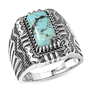 D'Joy Artisan Crafted Premium Blue Moon Turquoise 3.60 ctw Men's Ring in Sterling Silver (Size 10.0)