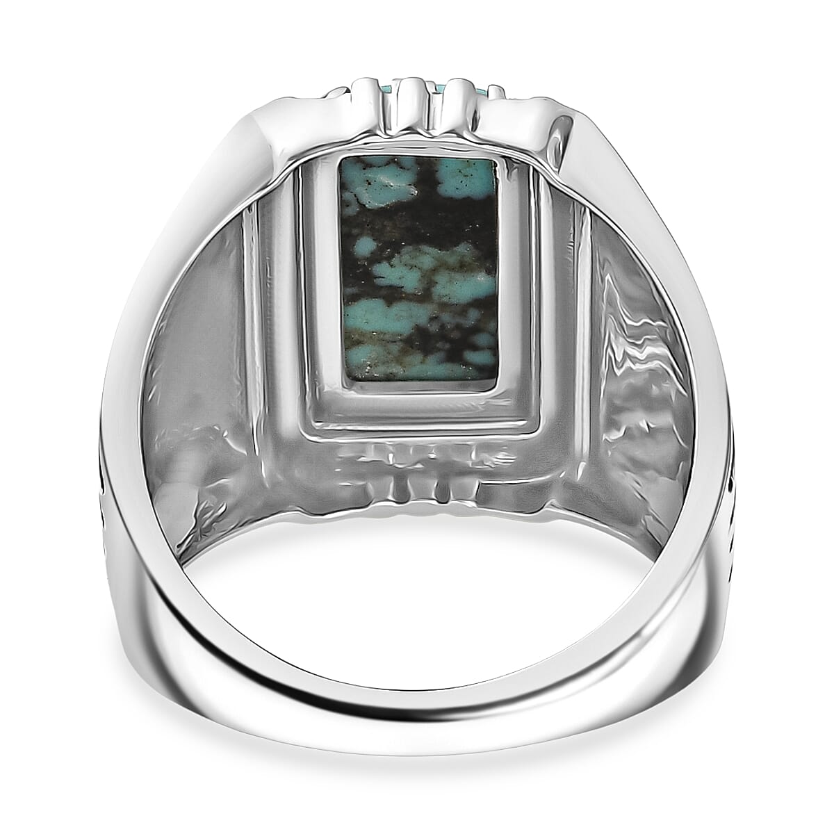D'Joy Artisan Crafted Premium Blue Moon Turquoise 3.60 ctw Men's Ring in Sterling Silver (Size 10.0) image number 4