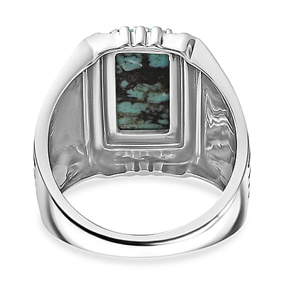 D'Joy Artisan Crafted Premium Blue Moon Turquoise 3.60 ctw Men's Ring in Sterling Silver (Size 10.0)