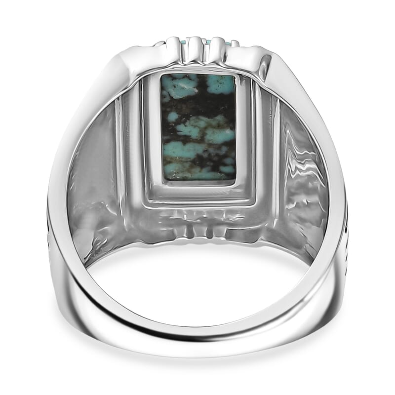 D'Joy Artisan Crafted Premium Blue Moon Turquoise 3.60 ctw Men's Ring in Sterling Silver (Size 10.0)