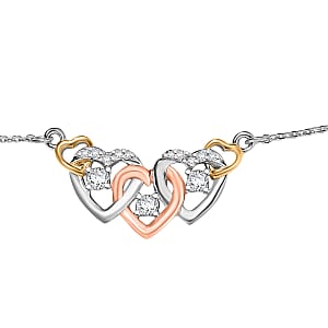 Luxuriant Lab Grown Diamond G-H SI 0.25 ctw Necklace in 18K Vermeil YRG and Rhodium Over Sterling Silver 18-20 Inches (Del. in 12-15 Days)