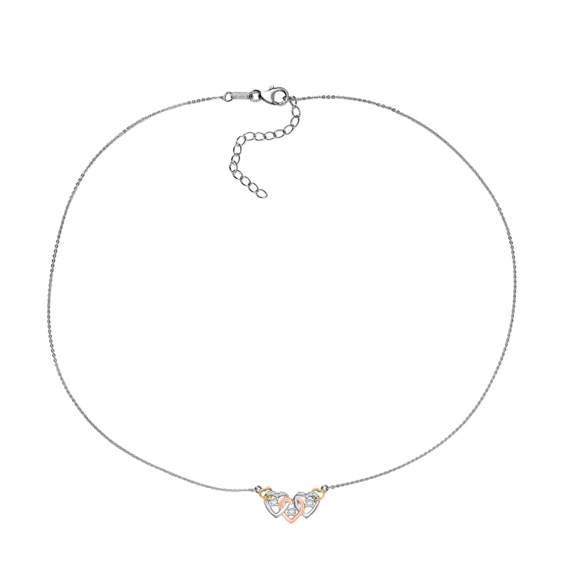 Luxuriant Lab Grown Diamond G-H SI 0.25 ctw Necklace in 18K Vermeil YRG and Rhodium Over Sterling Silver 18-20 Inches